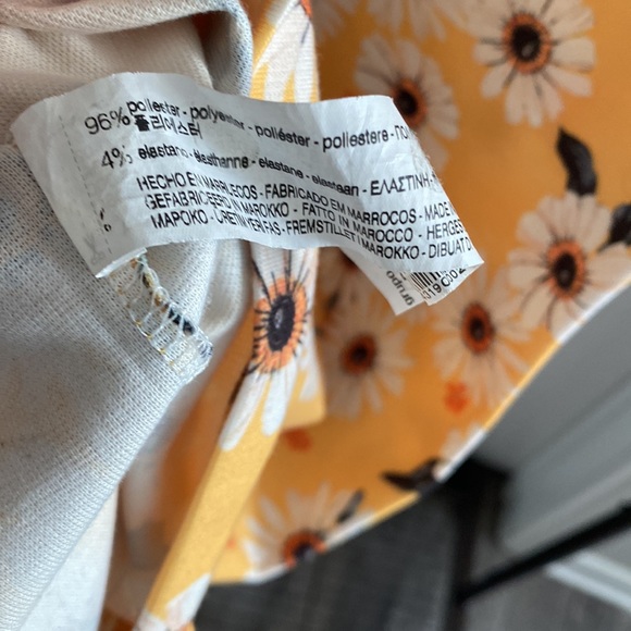 ZARA Yellow Daisy Floral Bodycon Midi Dress sz S - Picture 5 of 5